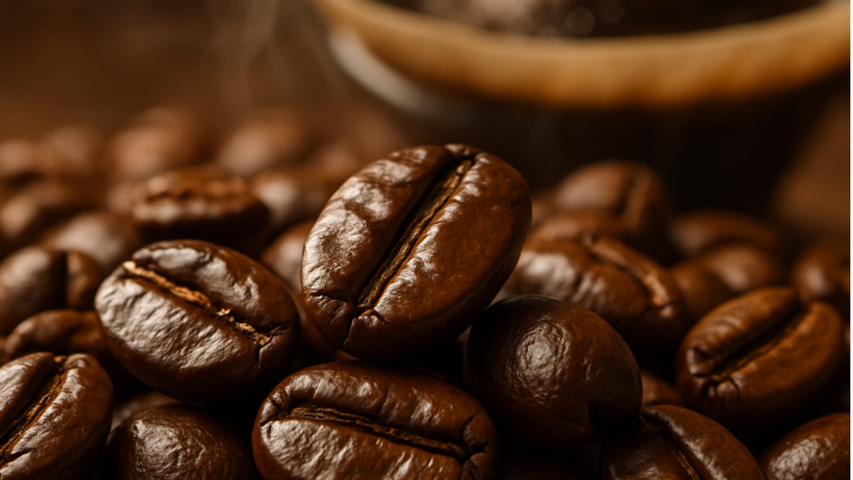coffee bean with dark and rich coffee bean with light background 