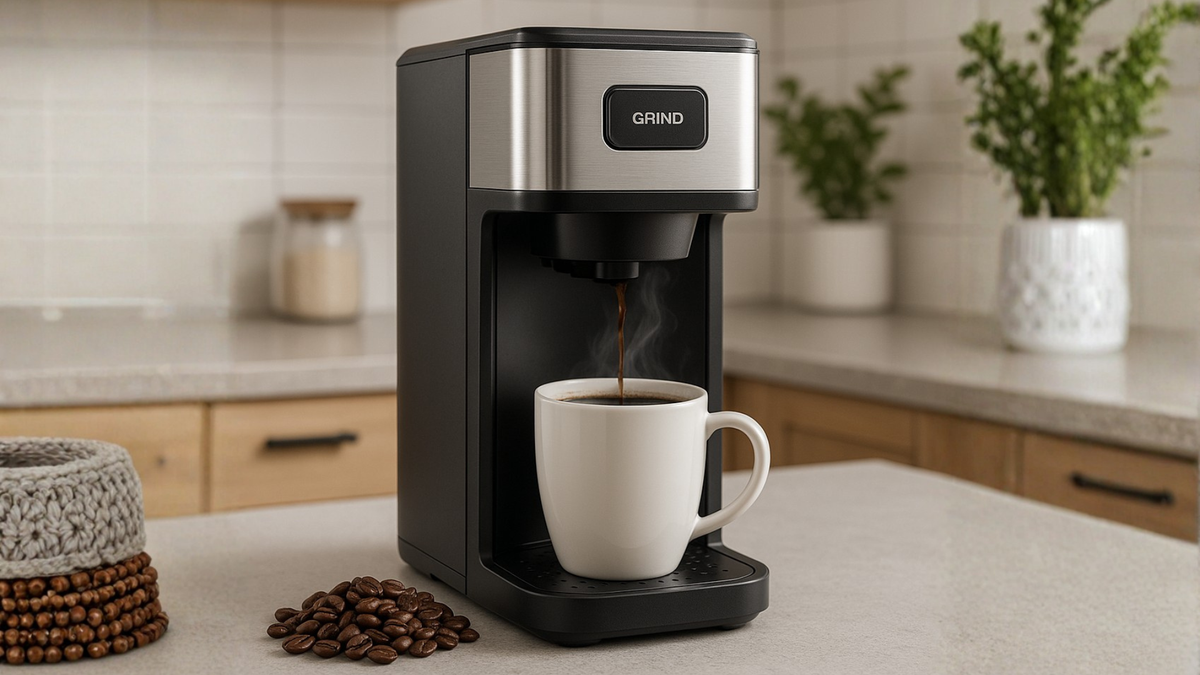coffee machine maker  with coffee beans 
