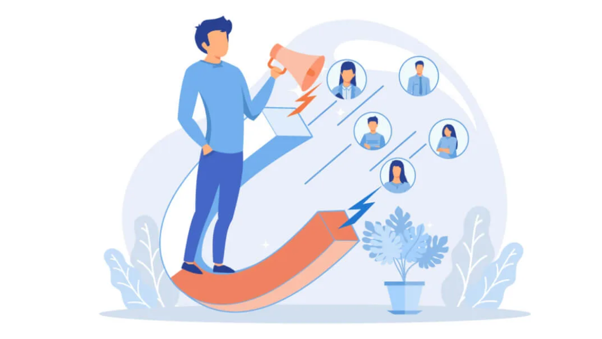 Digital marketing and customer lead generation illustration